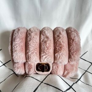 Elegant Pink Faux Fur Clutch